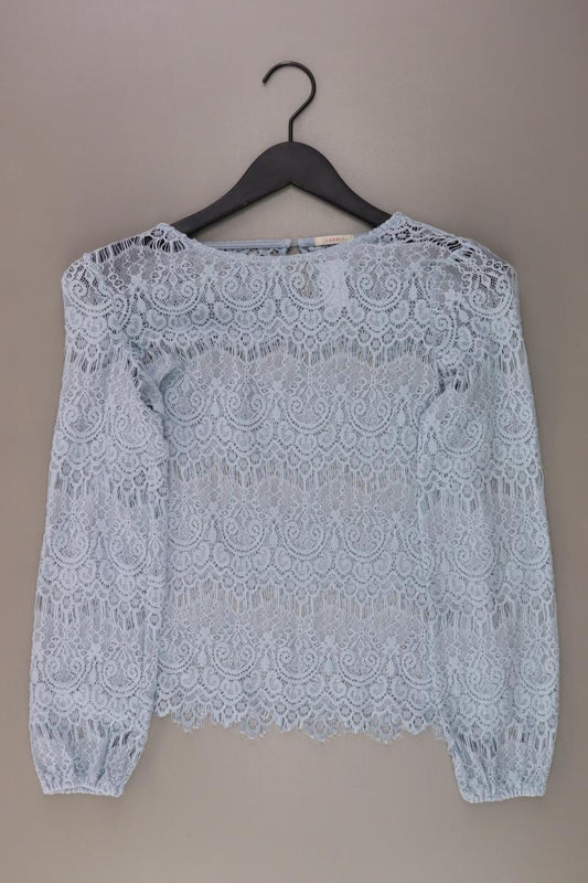 Esprit Spitzenbluse Gr. 36 mit Blumenmuster Langarm blau