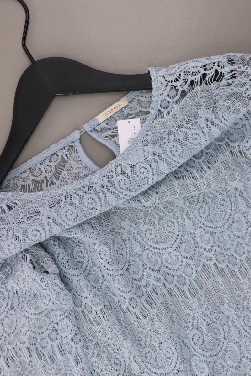 Esprit Spitzenbluse Gr. 36 mit Blumenmuster Langarm blau