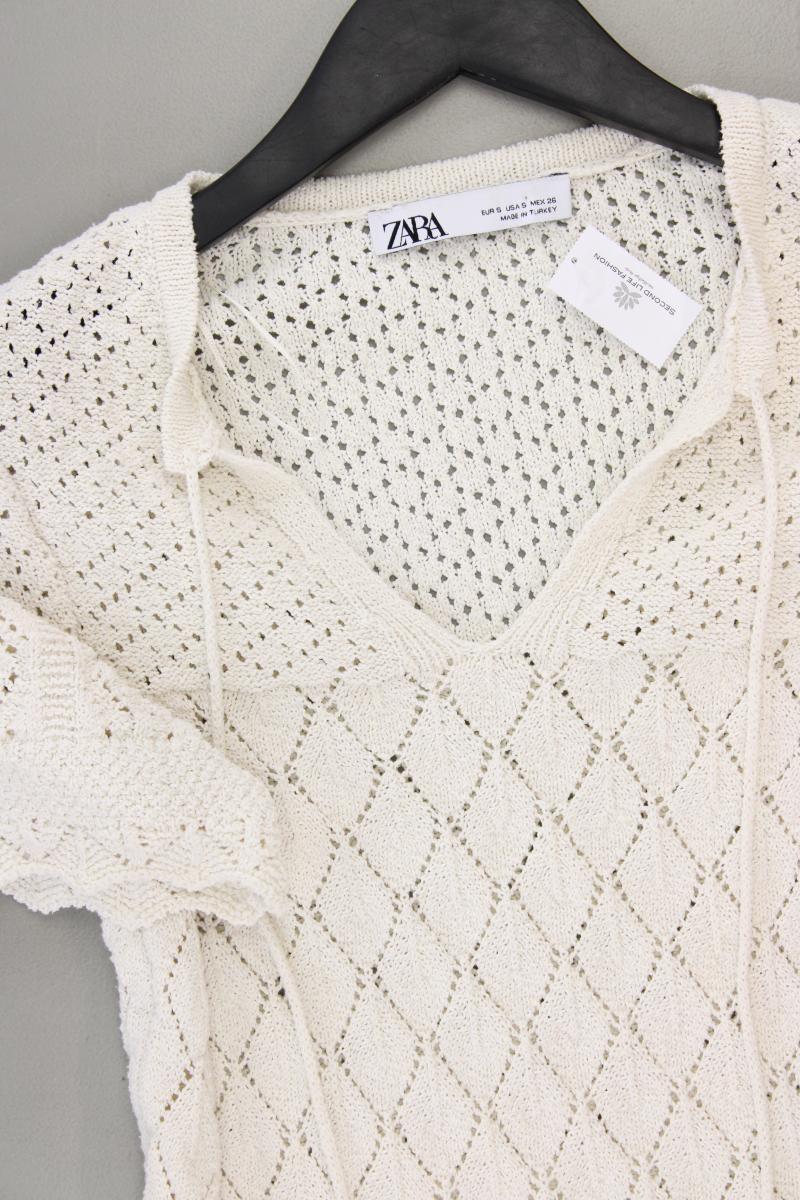 Zara Strickkleid Gr. S Kurzarm creme aus Polyester