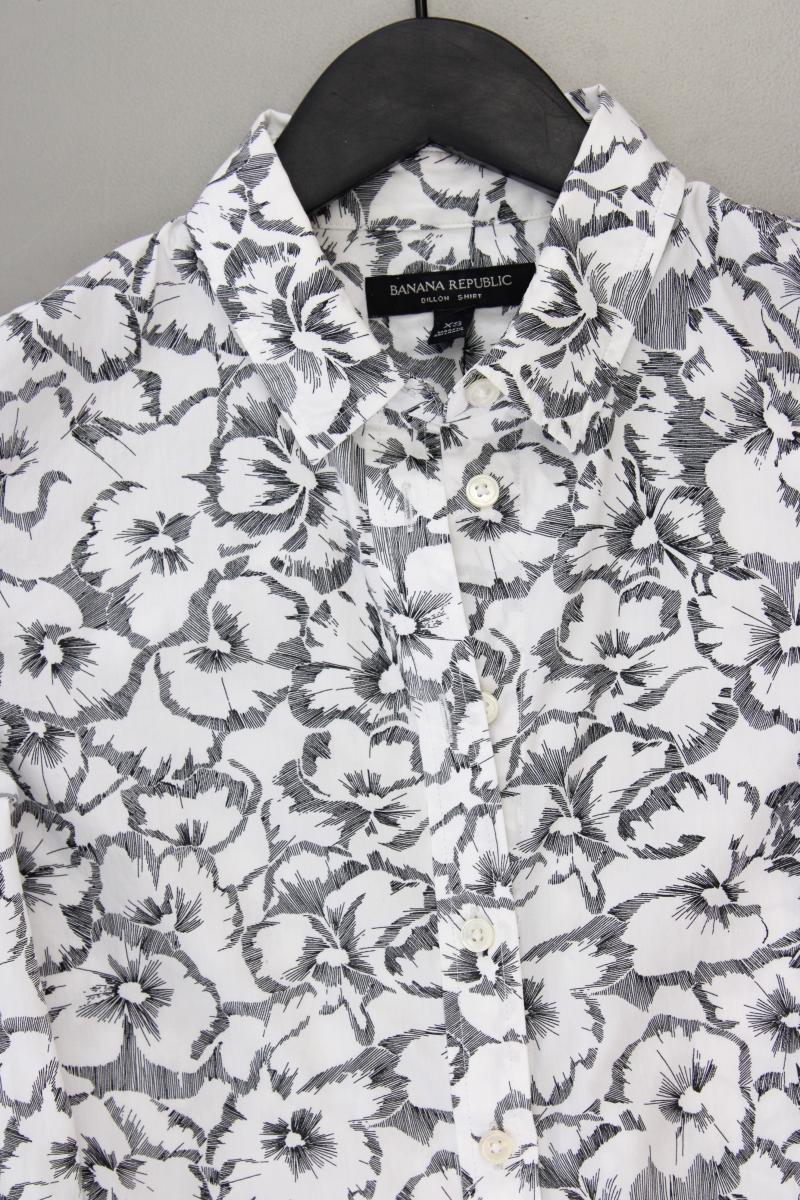 Banana Republic Langarmbluse Gr. XS mit Blumenmuster weiß aus Baumwolle