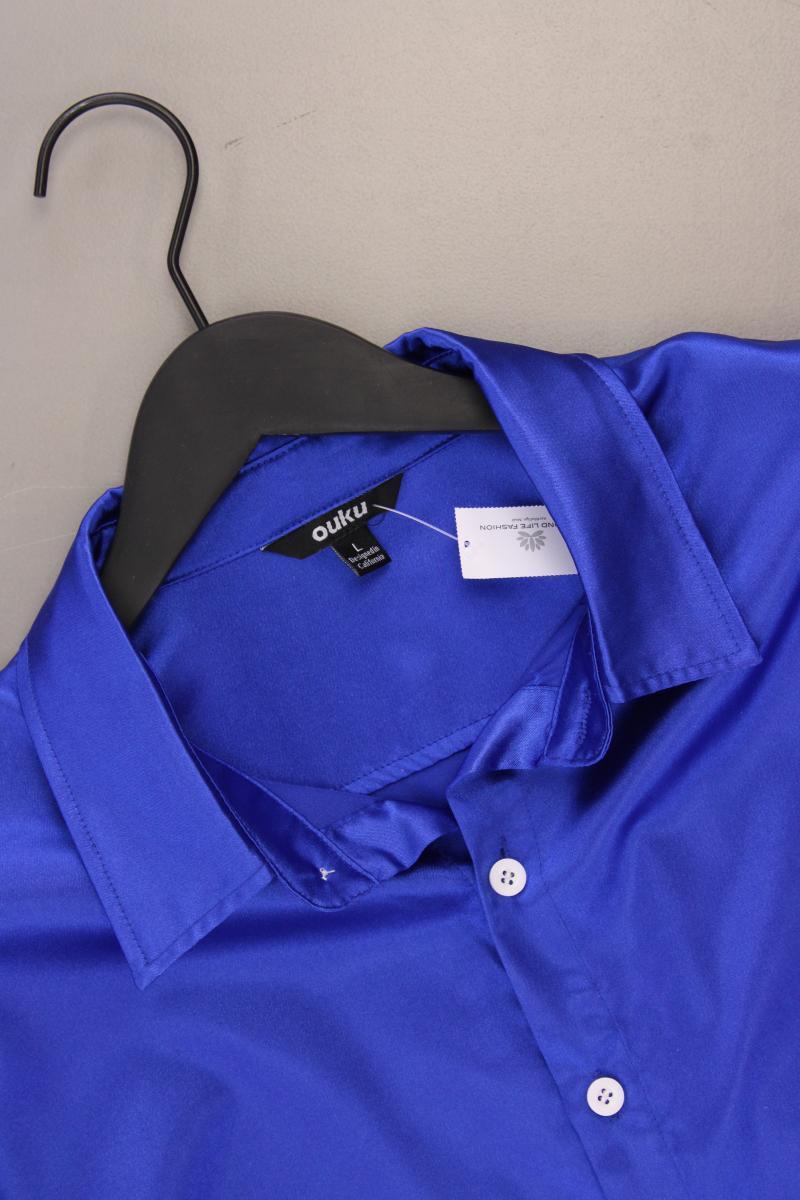 Langarmbluse Gr. L blau aus Polyester