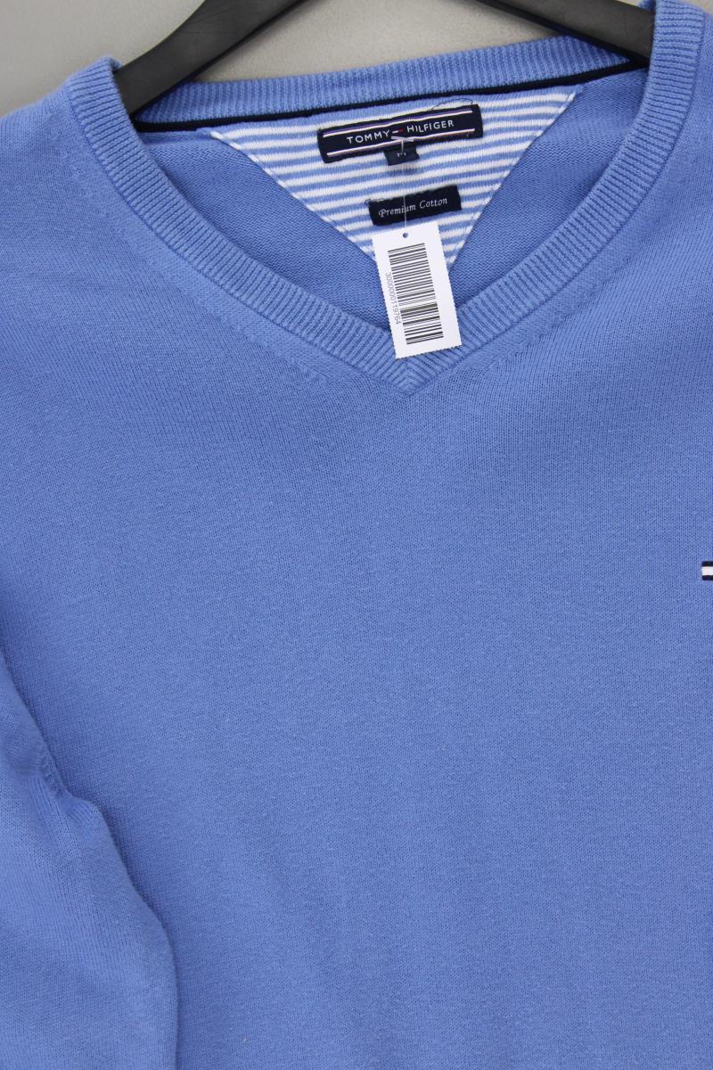 Tommy Hilfiger Feinstrickpullover für Herren Gr. M blau aus Baumwolle