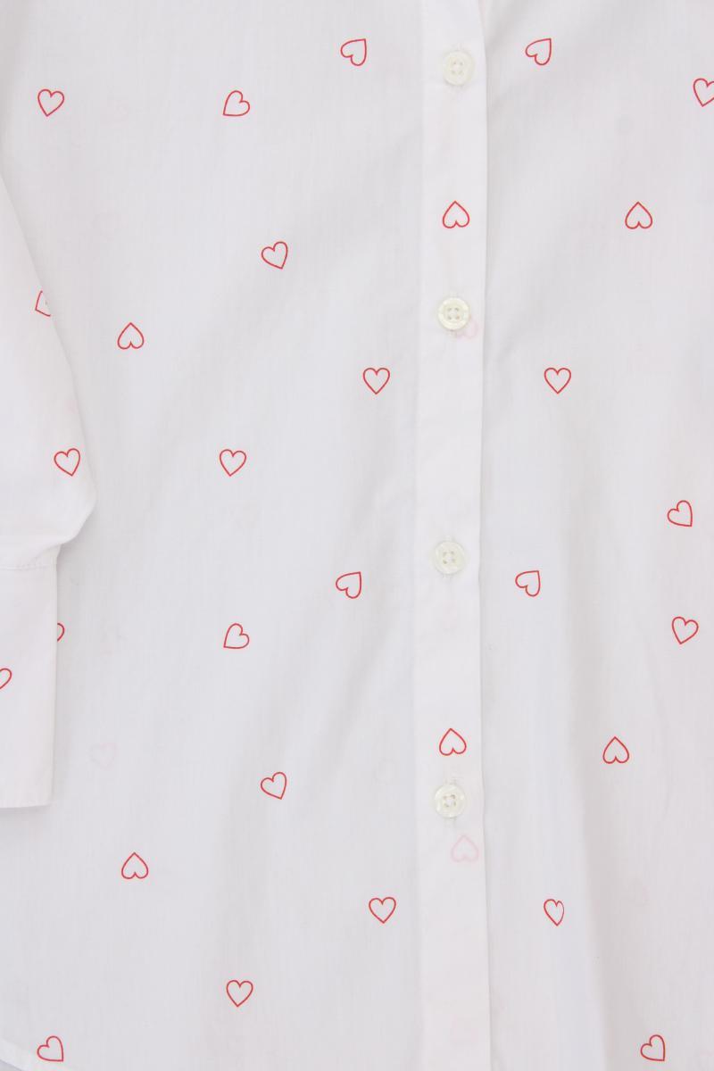 QS by s.Oliver Bluse mit Herzmuster Gr. 38 neuwertig 3/4 Ärmel weiß