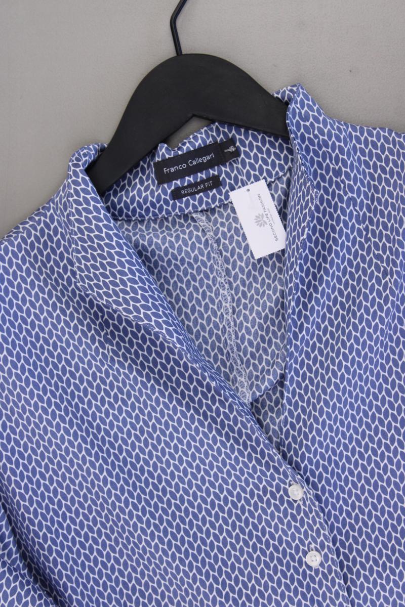 Franco Callegari Kurzarmbluse Gr. 48 blau aus Baumwolle