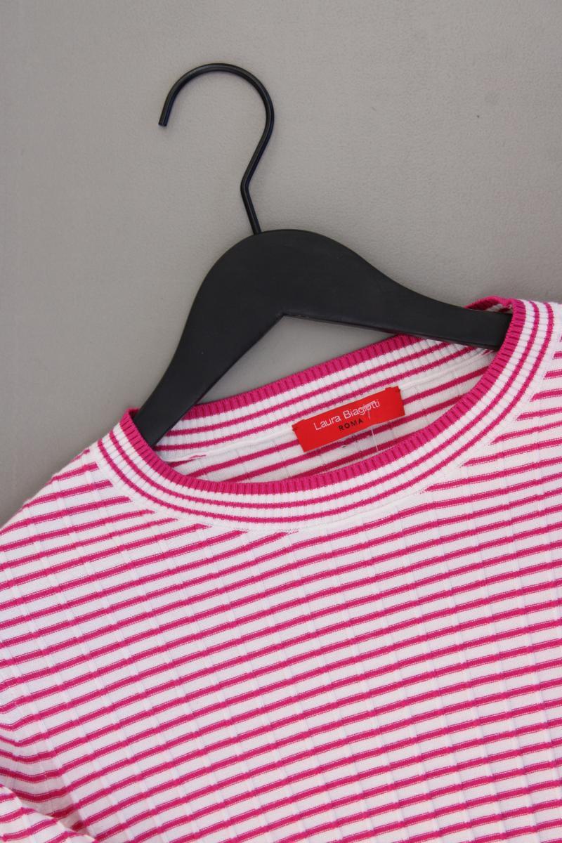 Laura Biagiotti Feinstrickpullover Gr. 42 gestreift neuwertig pink aus Viskose