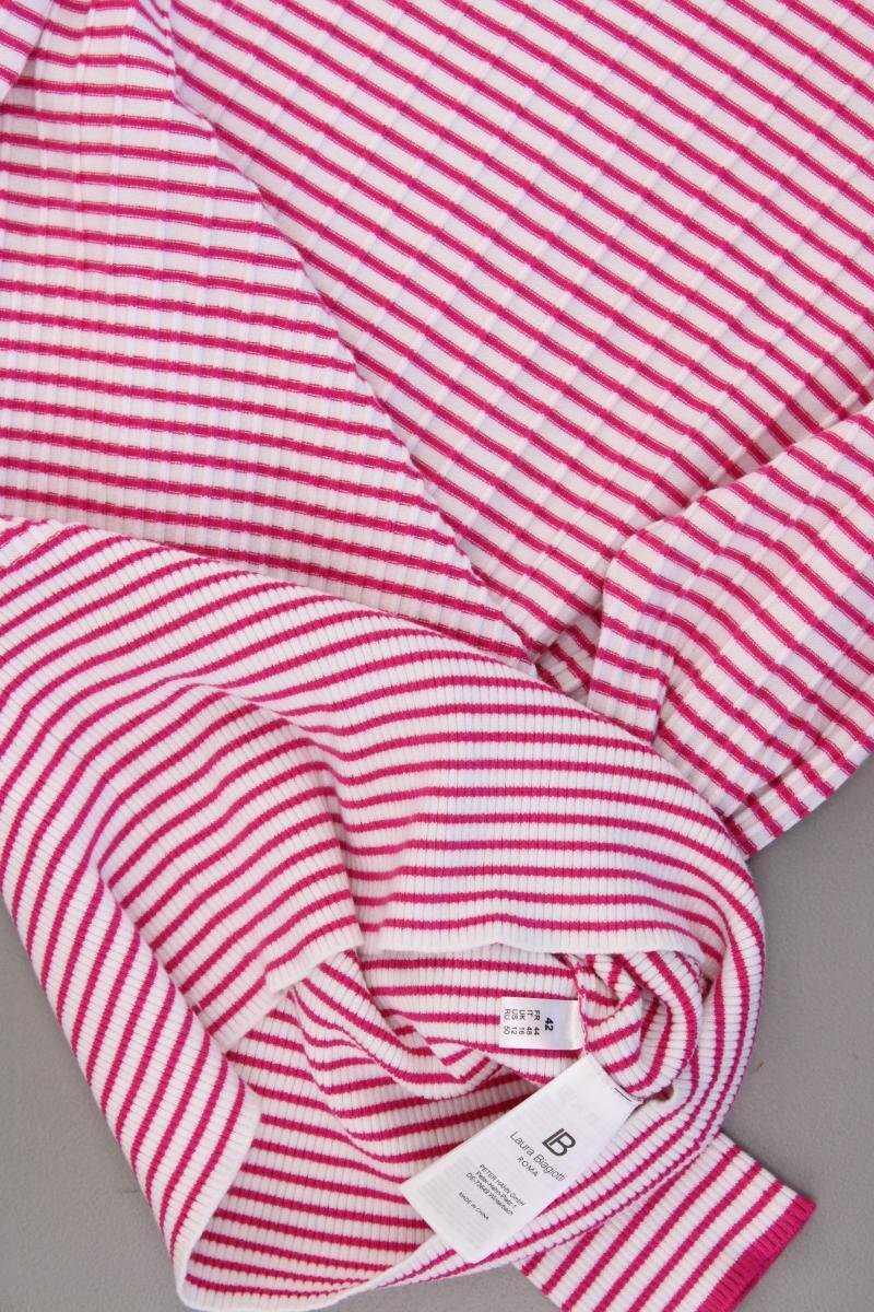 Laura Biagiotti Feinstrickpullover Gr. 42 gestreift neuwertig pink aus Viskose
