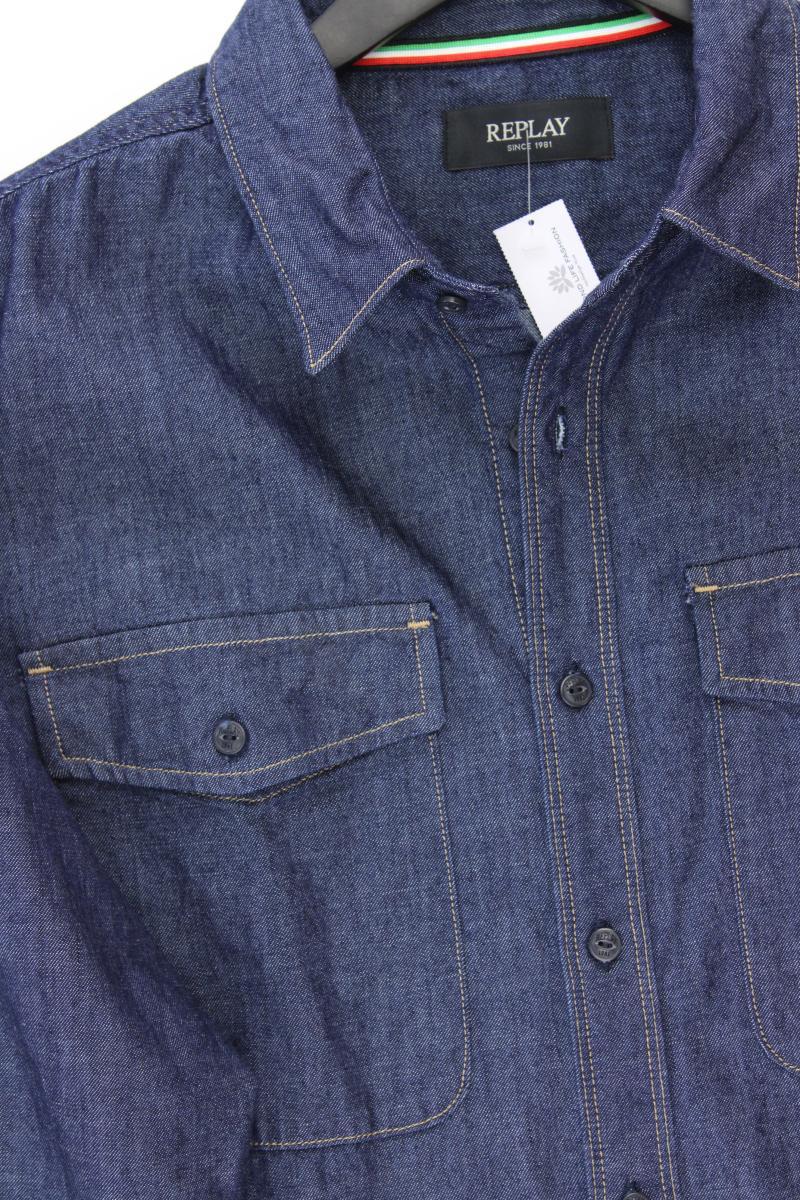 Replay Jeanshemd für Herren Gr. XL Langarm blau
