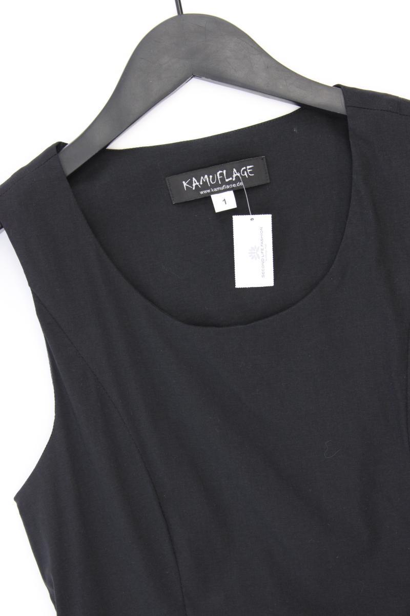 Kamuflage Maxikleid Gr. 36 Ärmellos schwarz aus Baumwolle