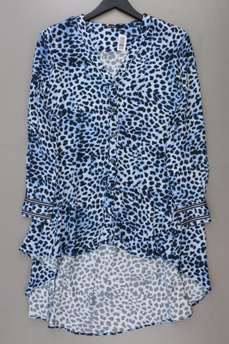Marc Aurel Longbluse Gr. 34 mit Tierdruck Langarm blau