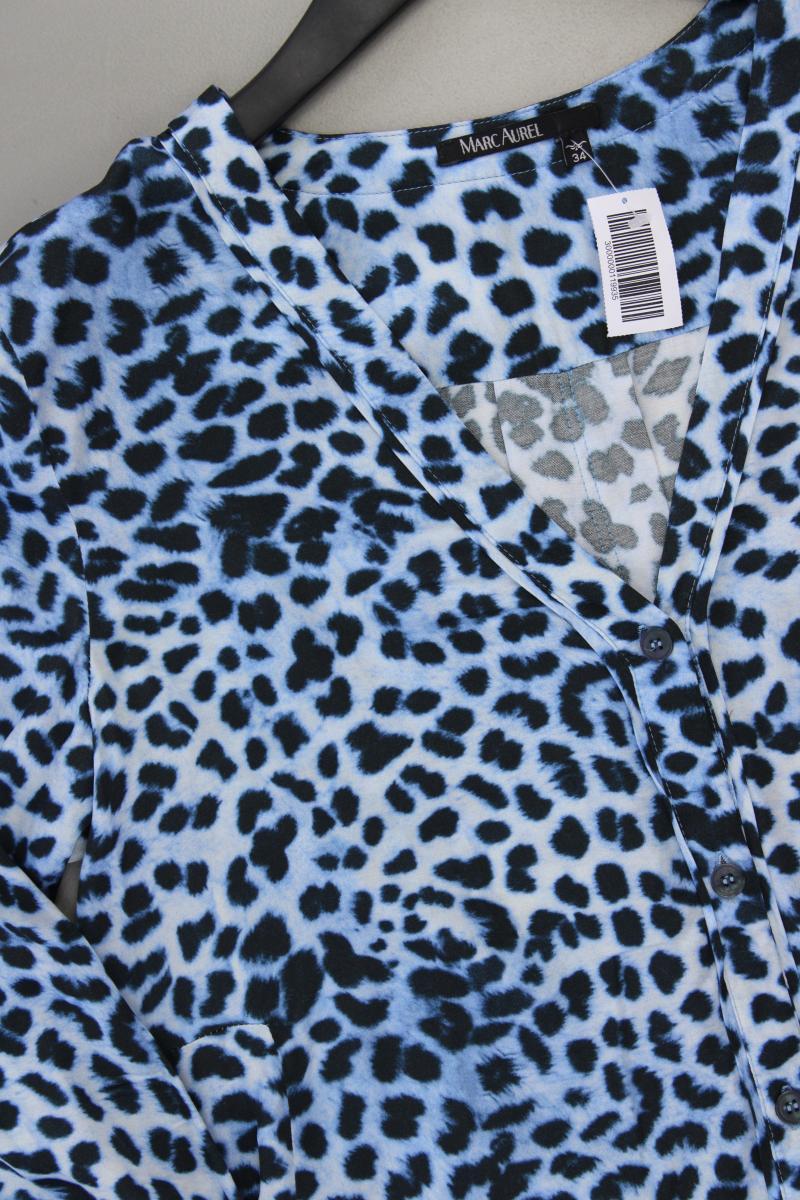 Marc Aurel Longbluse Gr. 34 mit Tierdruck Langarm blau