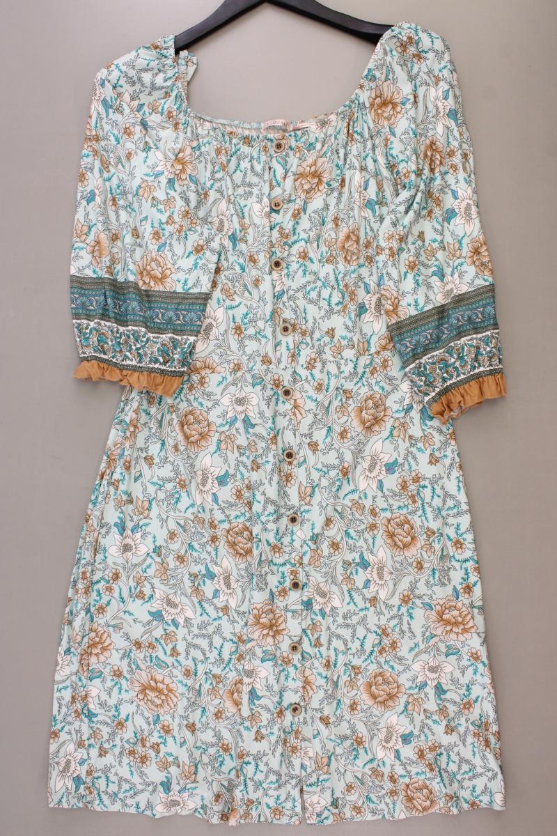Esqualo Midikleid Gr. XL mit Blumenmuster 3/4 Ärmel blau aus Viskose