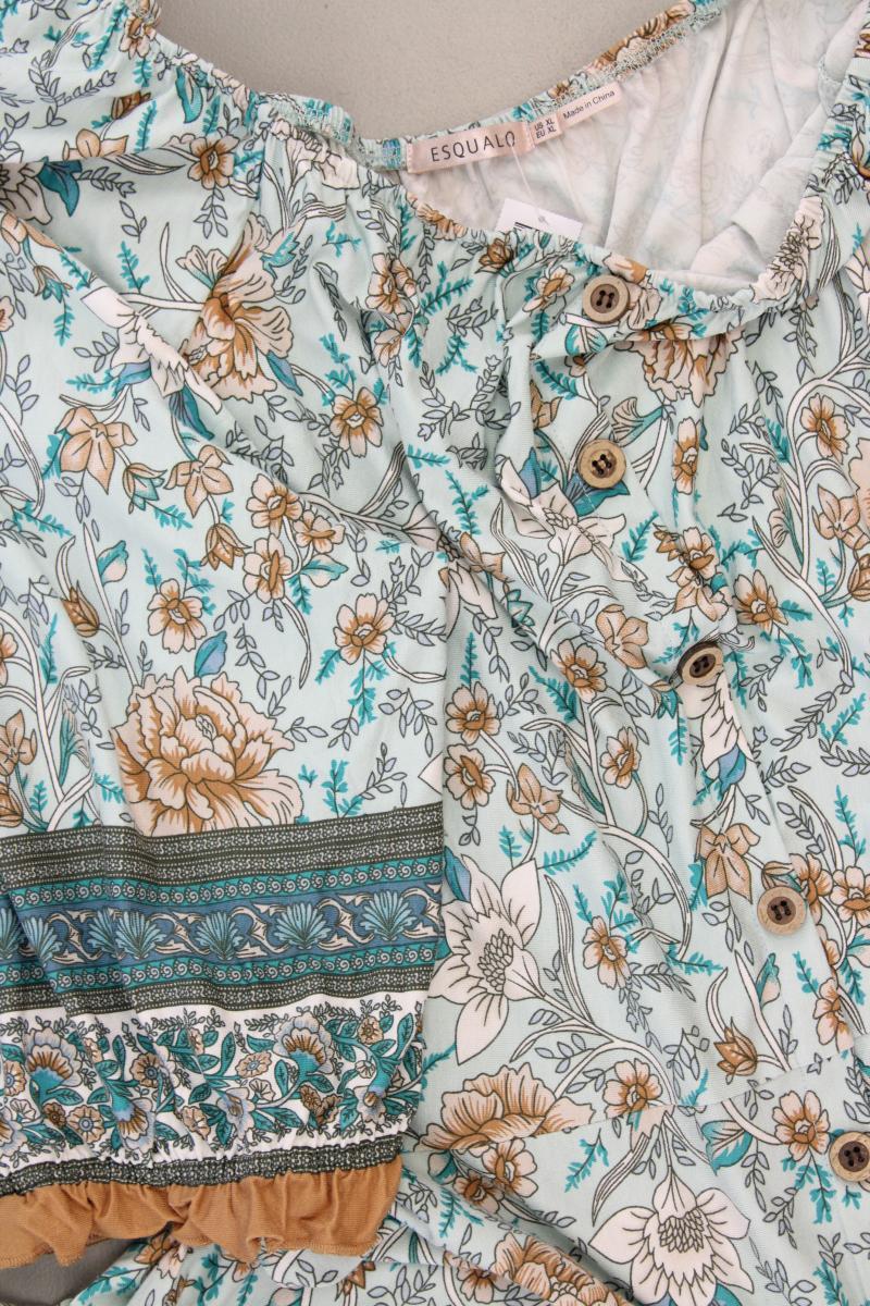 Esqualo Midikleid Gr. XL mit Blumenmuster 3/4 Ärmel blau aus Viskose