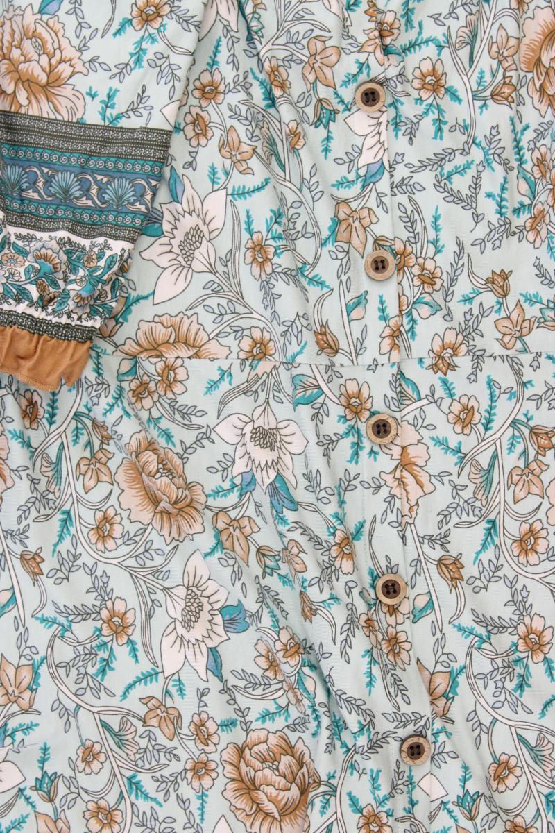 Esqualo Midikleid Gr. XL mit Blumenmuster 3/4 Ärmel blau aus Viskose