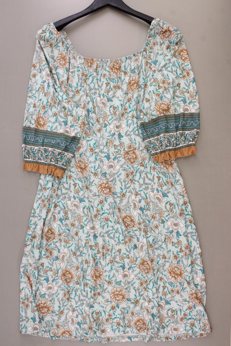 Esqualo Midikleid Gr. XL mit Blumenmuster 3/4 Ärmel blau aus Viskose