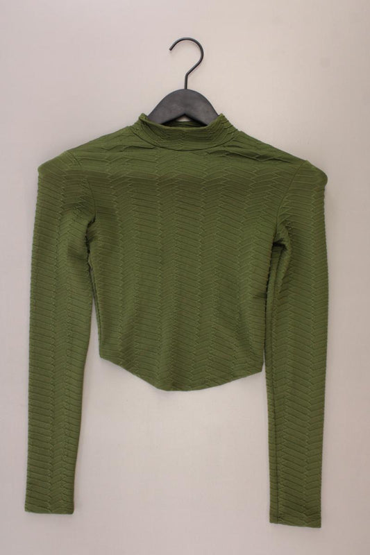 Bershka Cropped Shirt Gr. XS Langarm olivgrün aus Polyester