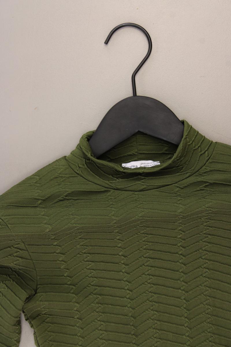 Bershka Cropped Shirt Gr. XS Langarm olivgrün aus Polyester