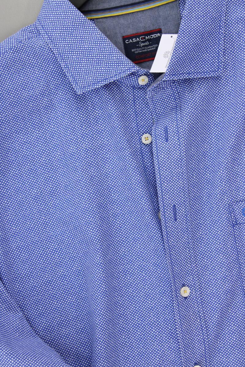 Casa Moda Langarmhemd Gr. 4XL für Herren Gr. XXXL blau aus Baumwolle
