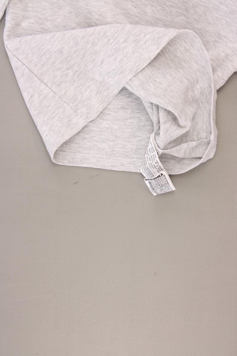 Bershka Cropped Shirt Gr. XS Langarm grau aus Baumwolle