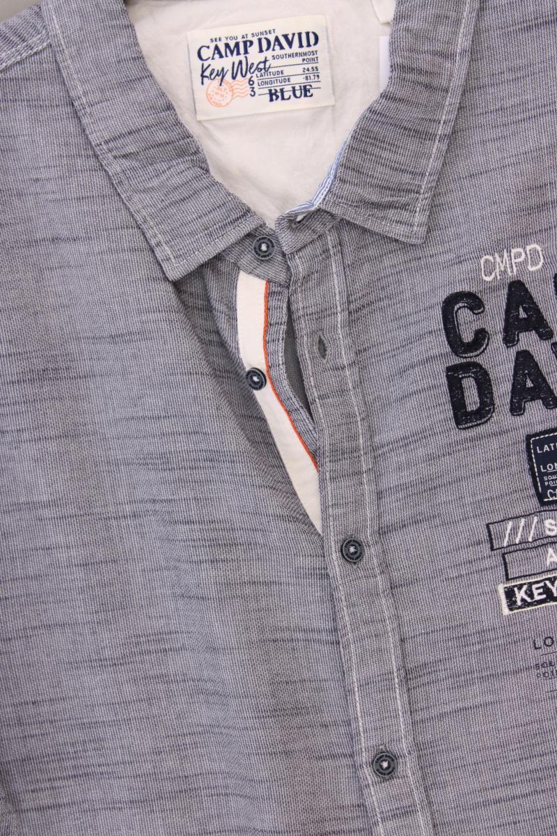 Camp David Kurzarmhemd für Herren Gr. XXXL blau aus Baumwolle