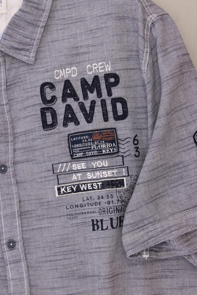 Camp David Kurzarmhemd für Herren Gr. XXXL blau aus Baumwolle