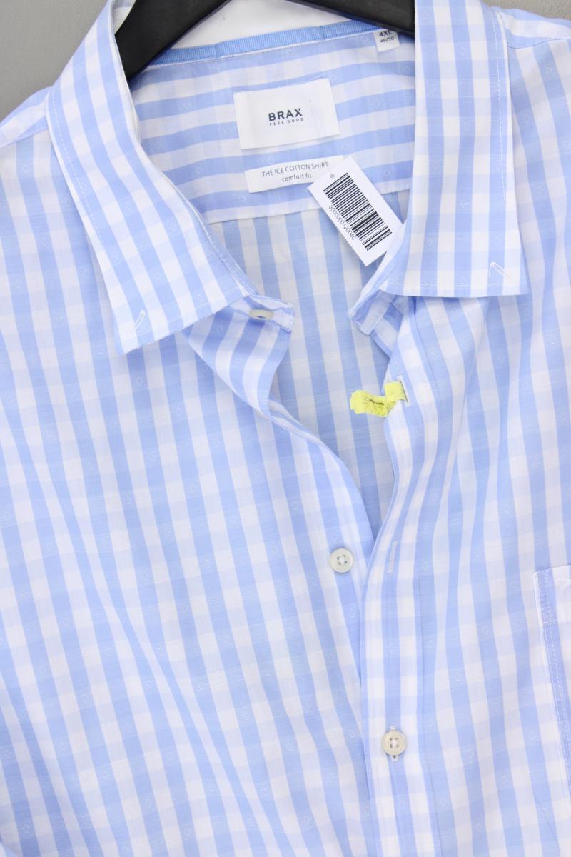 Brax Kurzarmhemd Gr. 4XL für Herren Gr. XXXL kariert blau aus Baumwolle