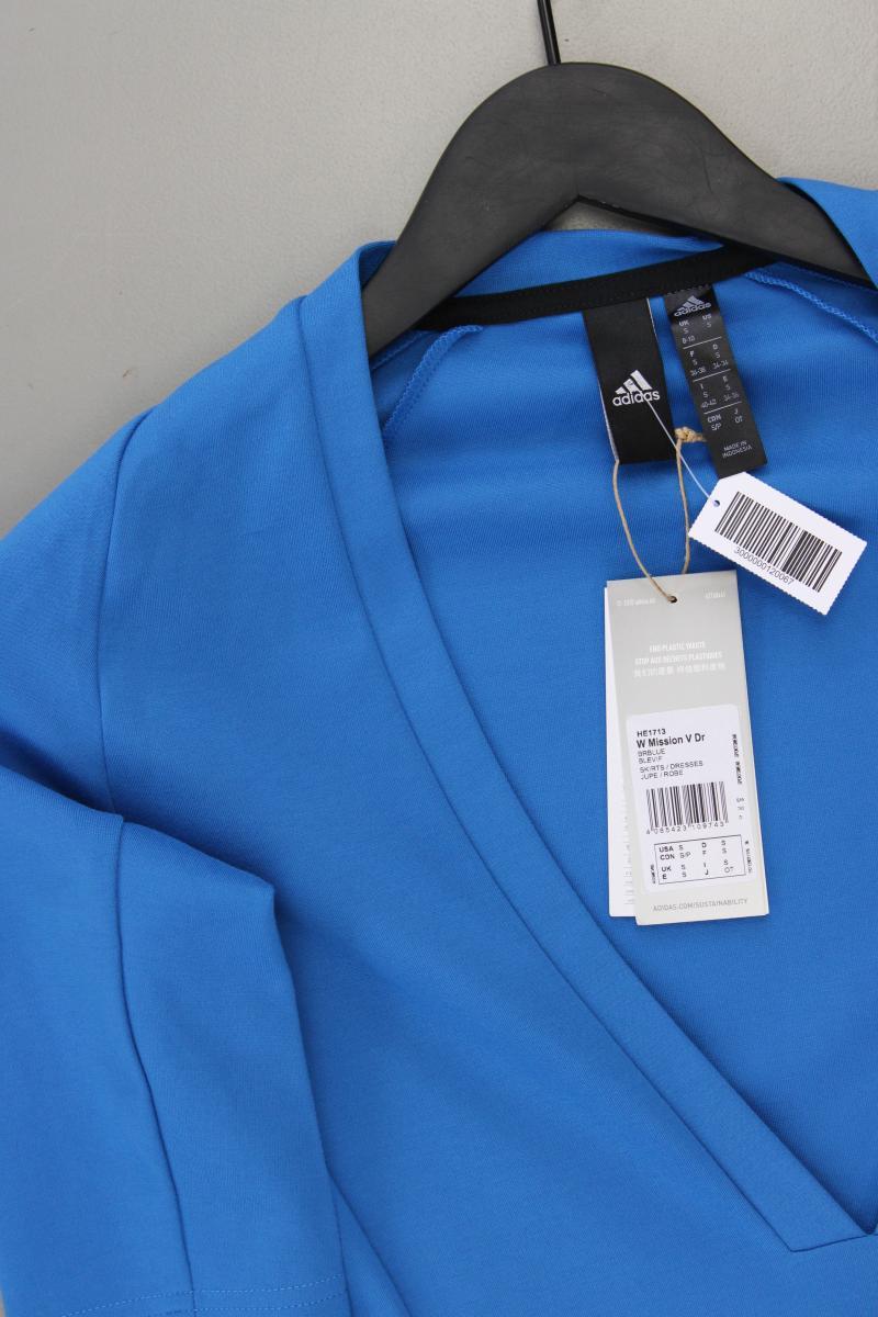 Adidas Jerseykleid Gr. S neu mit Etikett Kurzarm blau aus Baumwolle