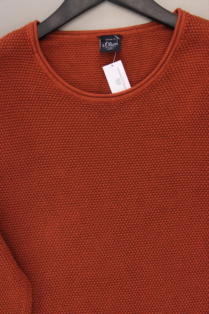 s.Oliver Feinstrickpullover für Herren Gr. M orange aus Baumwolle