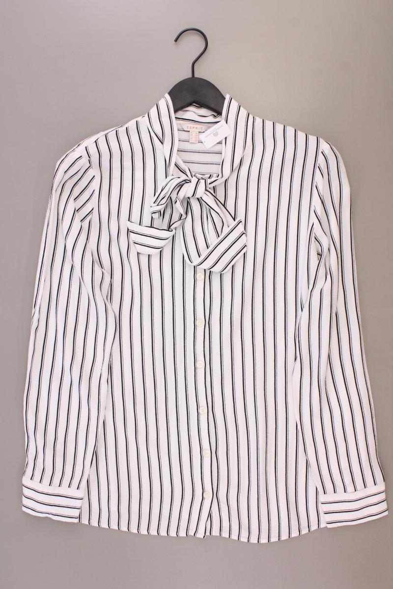 Esprit Schluppenbluse Gr. XL gestreift Langarm weiß aus Viskose