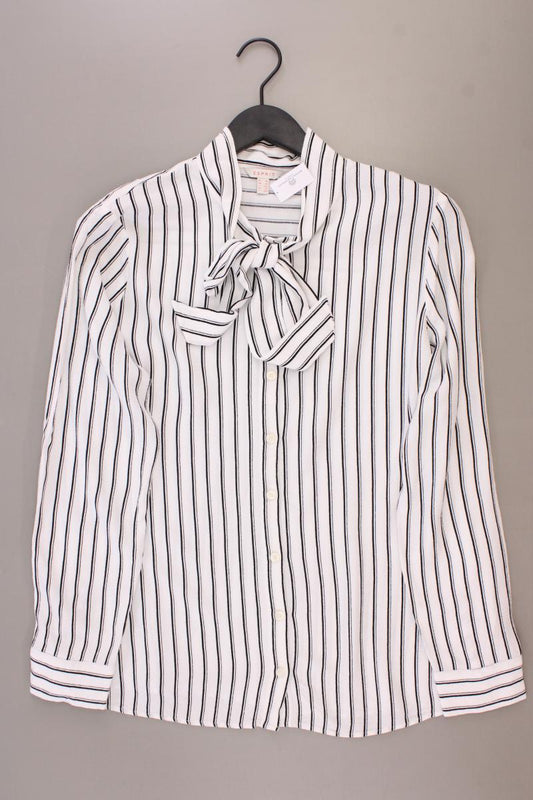 Esprit Schluppenbluse Gr. XL gestreift Langarm weiß aus Viskose