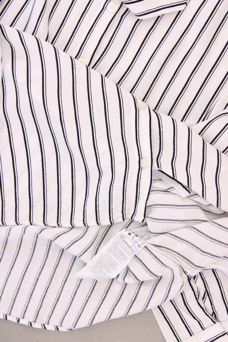 Esprit Schluppenbluse Gr. XL gestreift Langarm weiß aus Viskose
