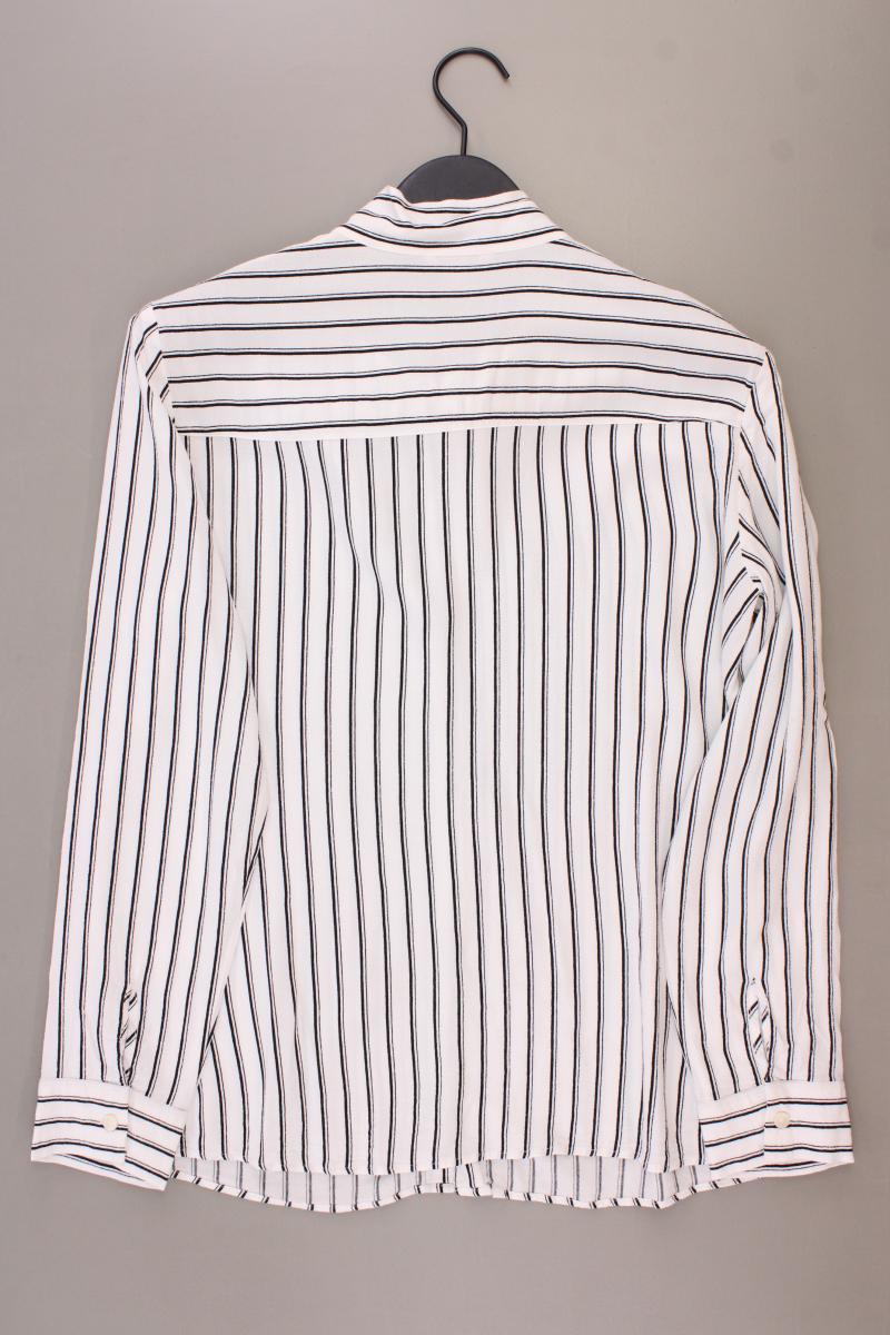 Esprit Schluppenbluse Gr. XL gestreift Langarm weiß aus Viskose