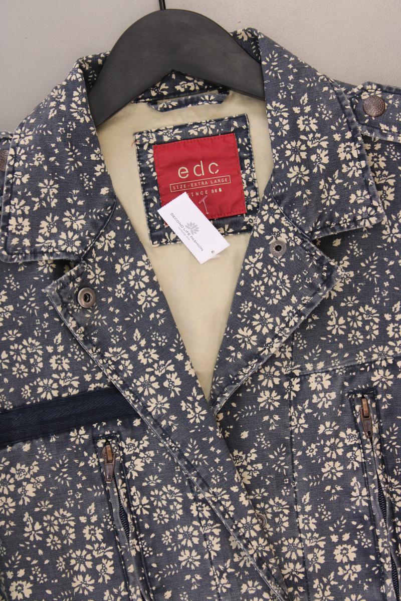 edc by Esprit Lange Jacke Gr. XL mit Blumenmuster neuwertig blau