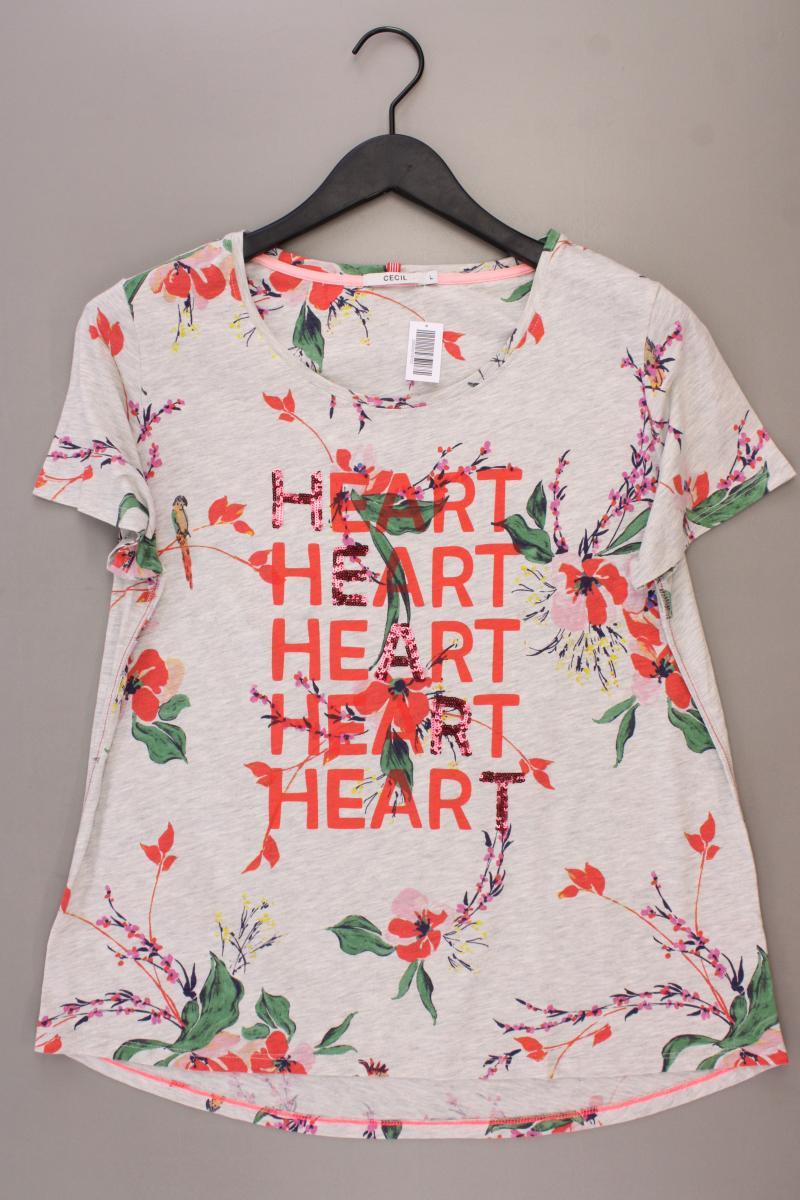 Cecil Printshirt Gr. L mit Blumenmuster Kurzarm mehrfarbig