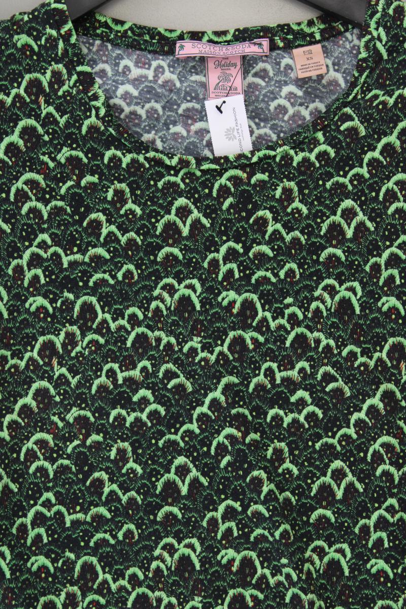 Scotch & Soda Printshirt Gr. XS Kurzarm grün aus Baumwolle