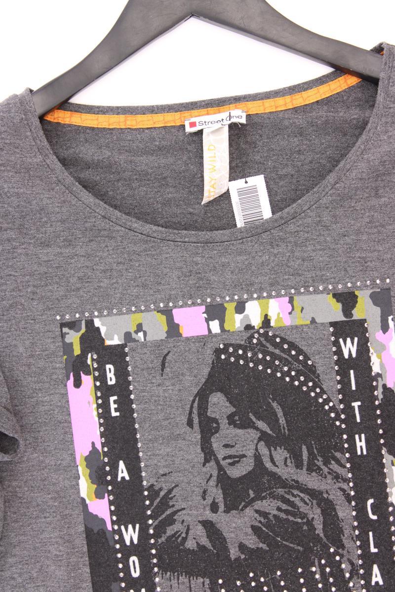 Street One Printshirt Gr. 42 Kurzarm grau