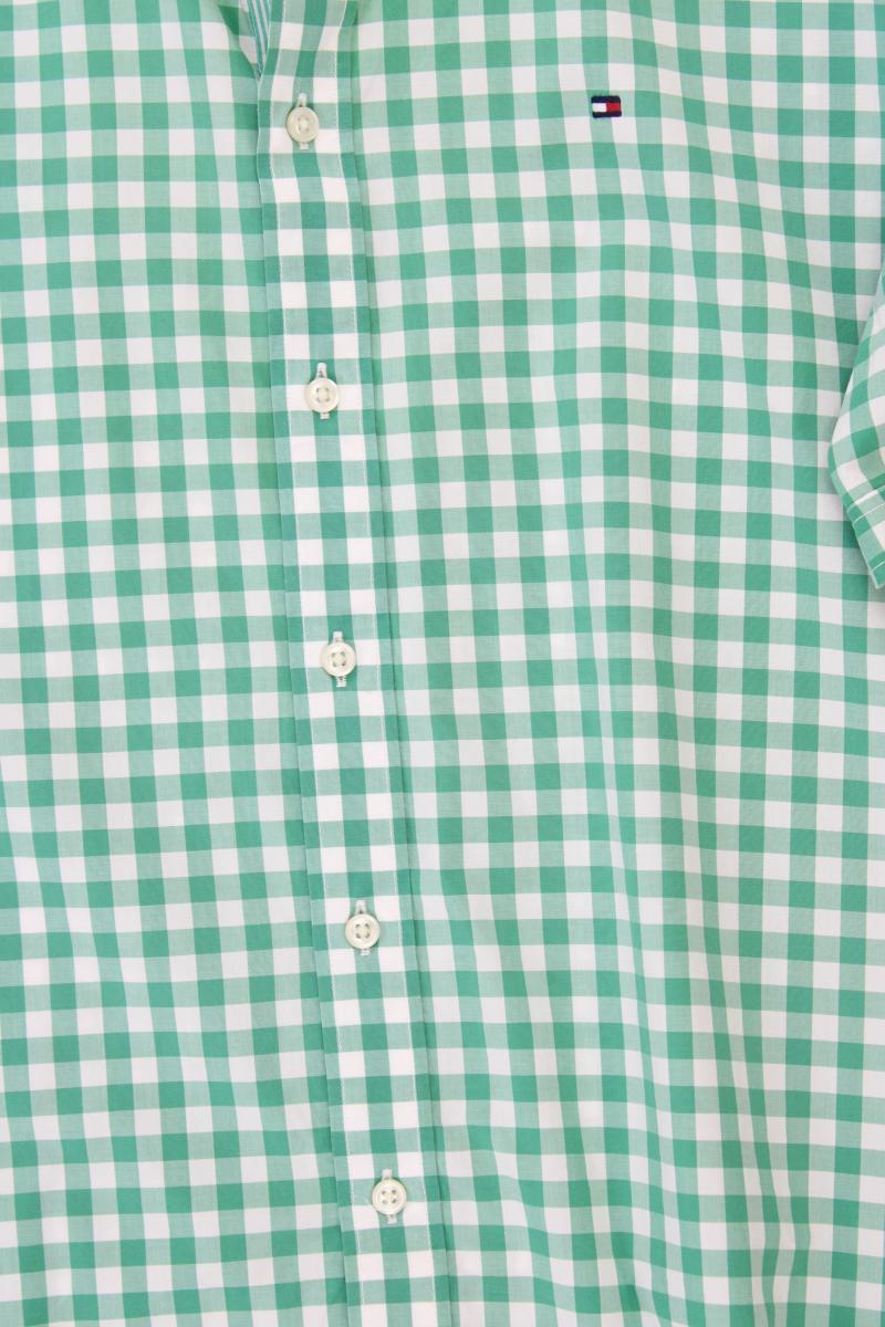Tommy Hilfiger Karohemd für Herren Gr. L kariert Kurzarm grün aus Baumwolle