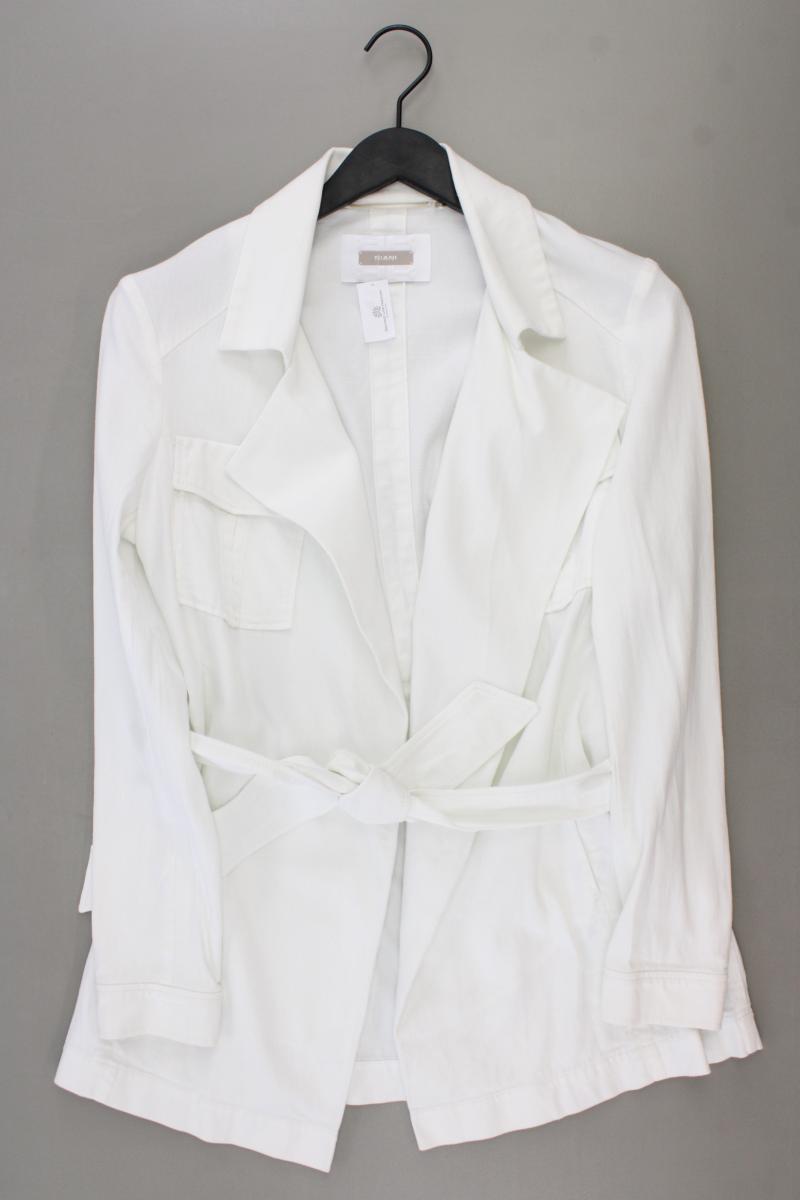Riani Lange Jacke Gr. 38 mit Gürtel weiß aus Baumwolle