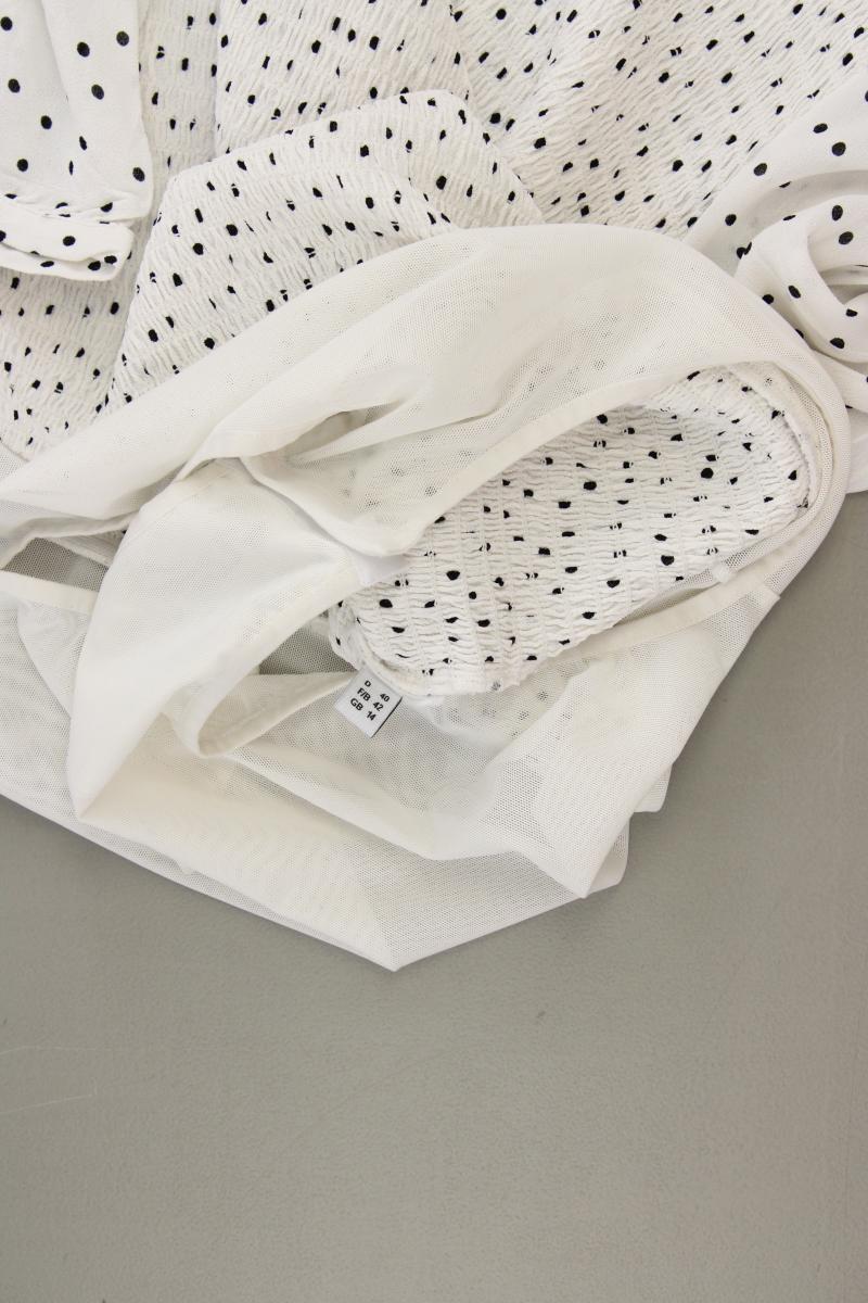 Madeleine Regular Bluse Gr. 40 gepunktet 3/4 Ärmel weiß