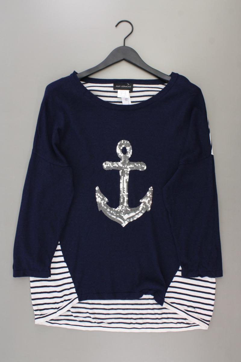 Amy Vermont Feinstrickpullover Gr. 48 mit Pailletten blau aus Viskose