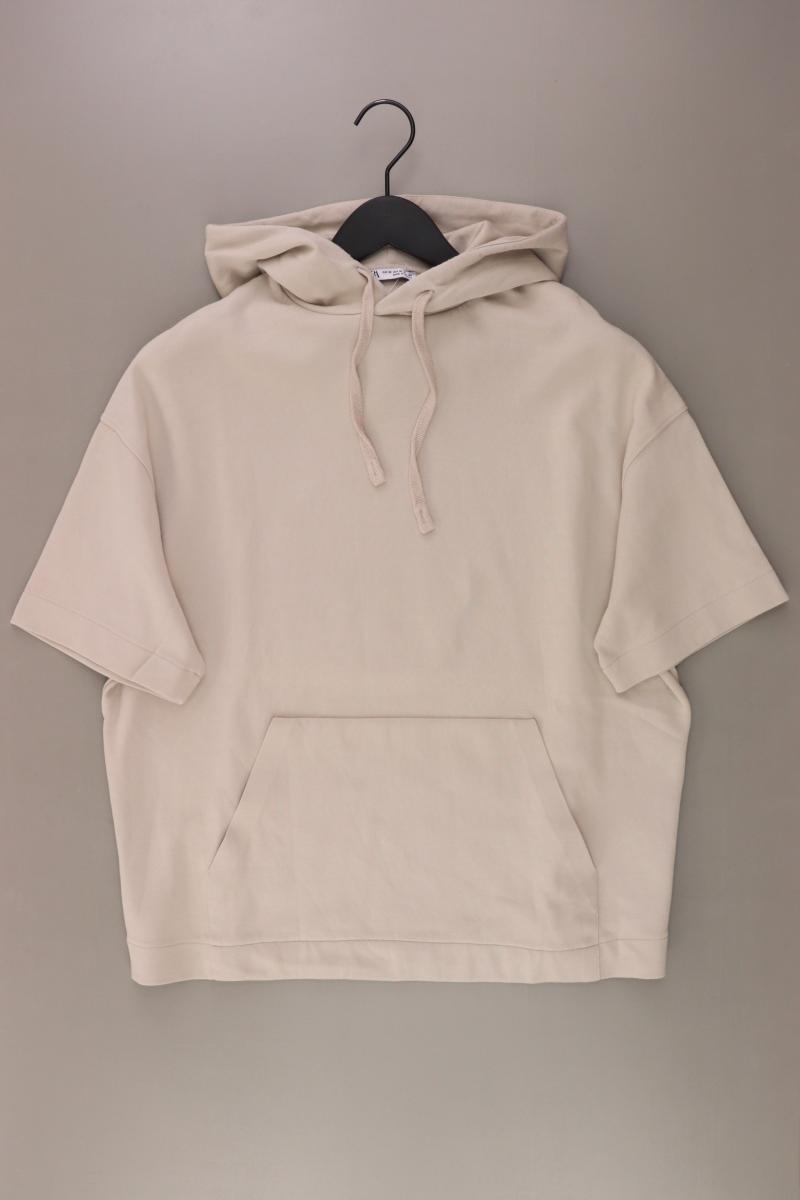 Zara Kapuzenshirt für Herren Gr. M Kurzarm creme aus Polyester