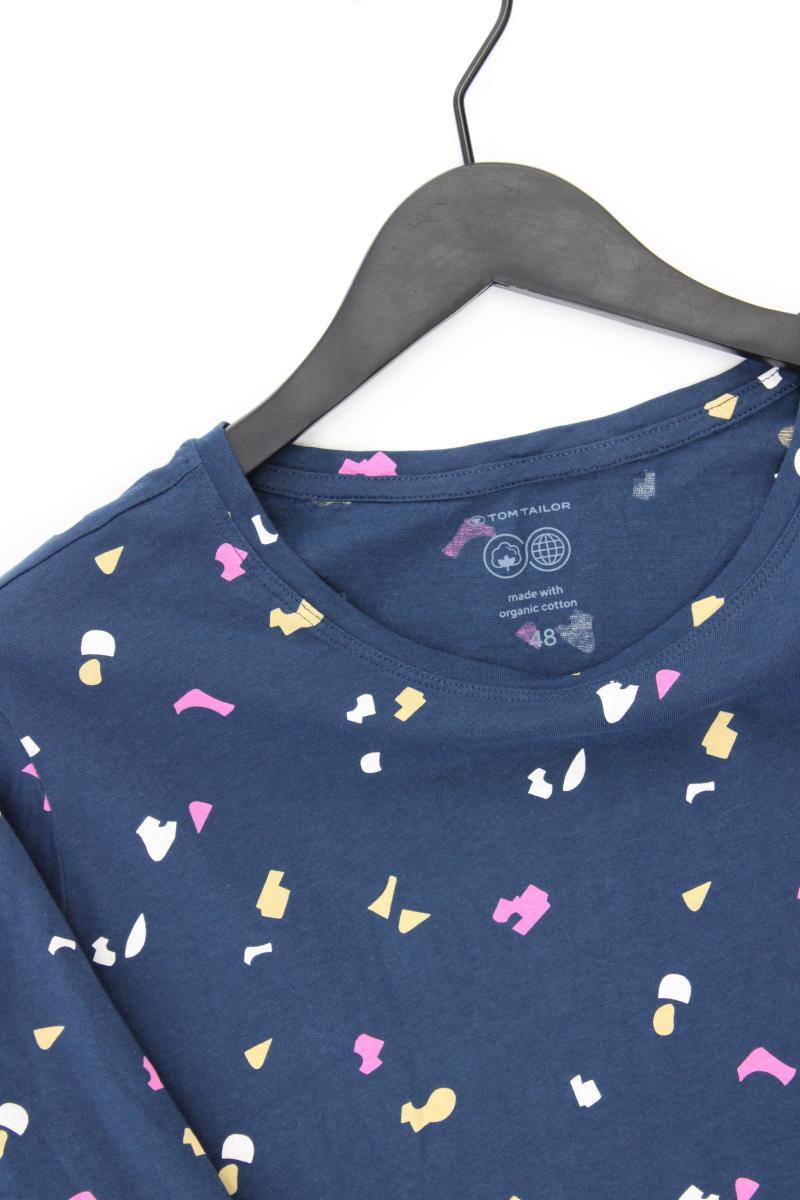 Tom Tailor Printshirt Gr. 48 Kurzarm blau aus Baumwolle