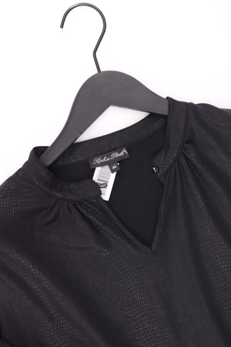 Sophia Perla Langarmbluse Gr. 40 mit Tierdruck schwarz aus Polyester