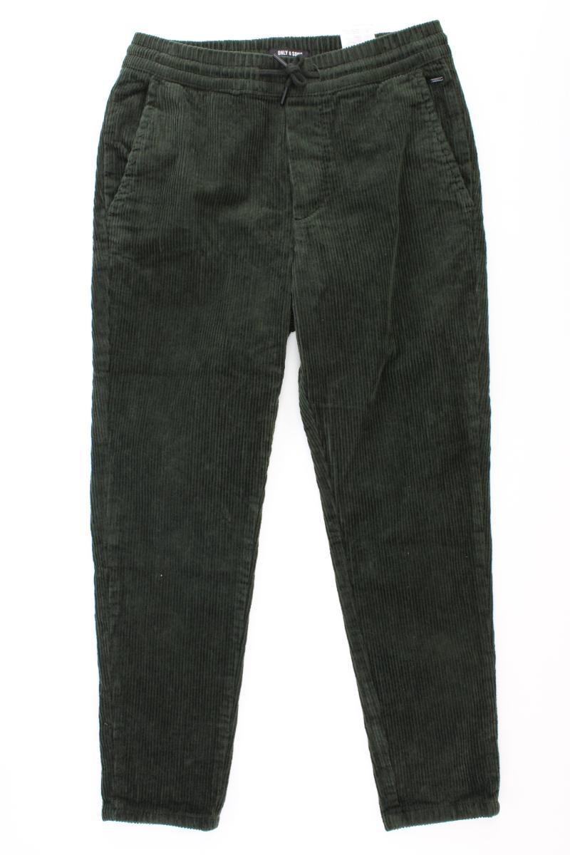 ONLY & SONS Cord Stretchhose für Herren Gr. S olivgrün aus Baumwolle