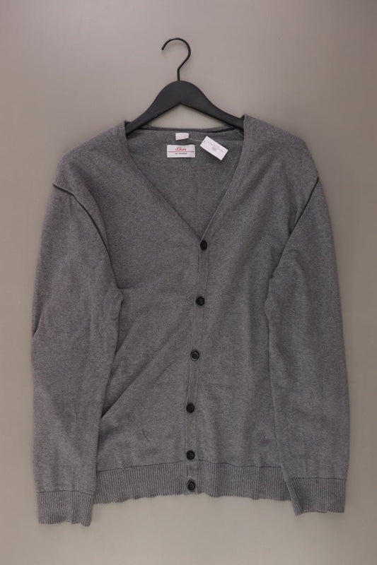 s.Oliver Strickjacke für Herren Gr. XXL Langarm grau aus Baumwolle