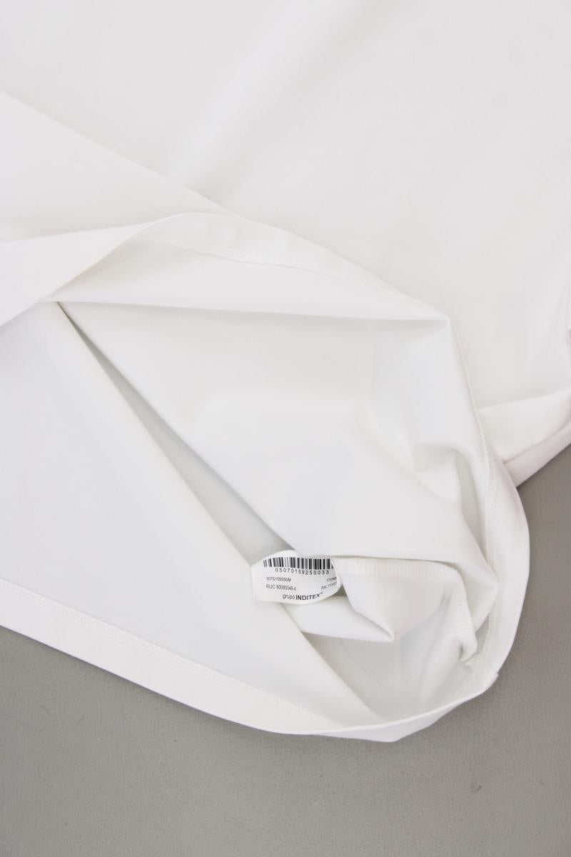 Zara Poloshirt Gr. M Kurzarm weiß aus Viskose
