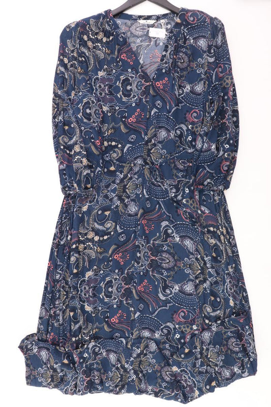 Tom Tailor Maxikleid Gr. 40 mit Blumenmuster 3/4 Ärmel blau aus Viskose