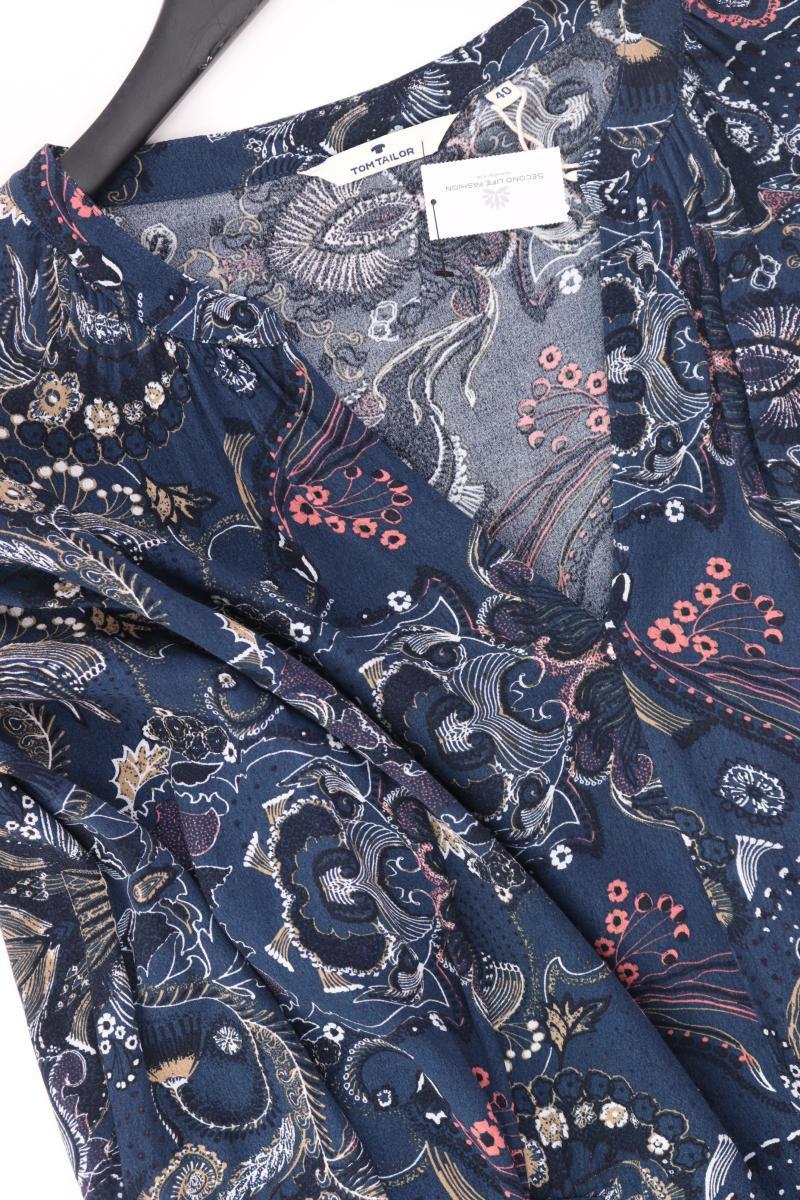 Tom Tailor Maxikleid Gr. 40 mit Blumenmuster 3/4 Ärmel blau aus Viskose