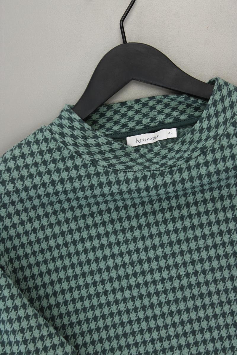 hessnatur T-Shirt Gr. 42 hahnentritt Kurzarm grün aus Baumwolle