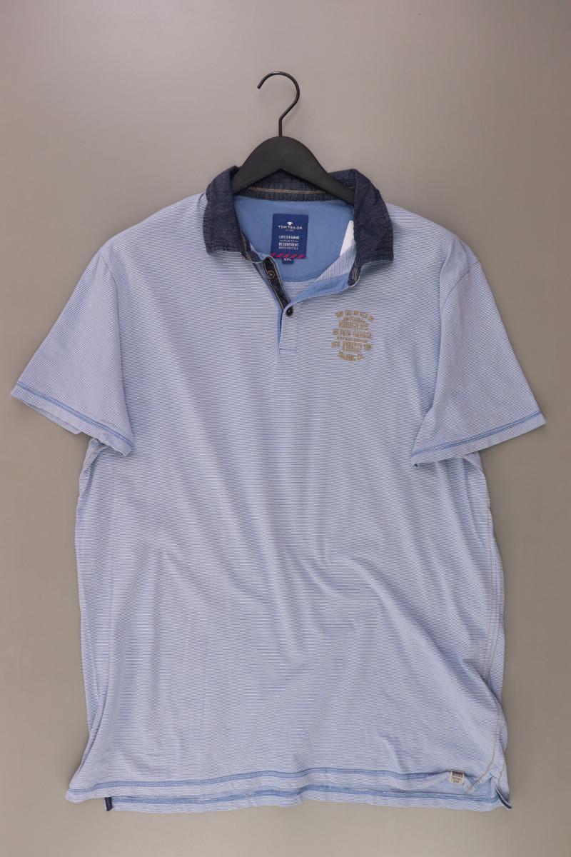 Tom Tailor Poloshirt für Herren Gr. XXL gestreift Kurzarm blau aus Baumwolle