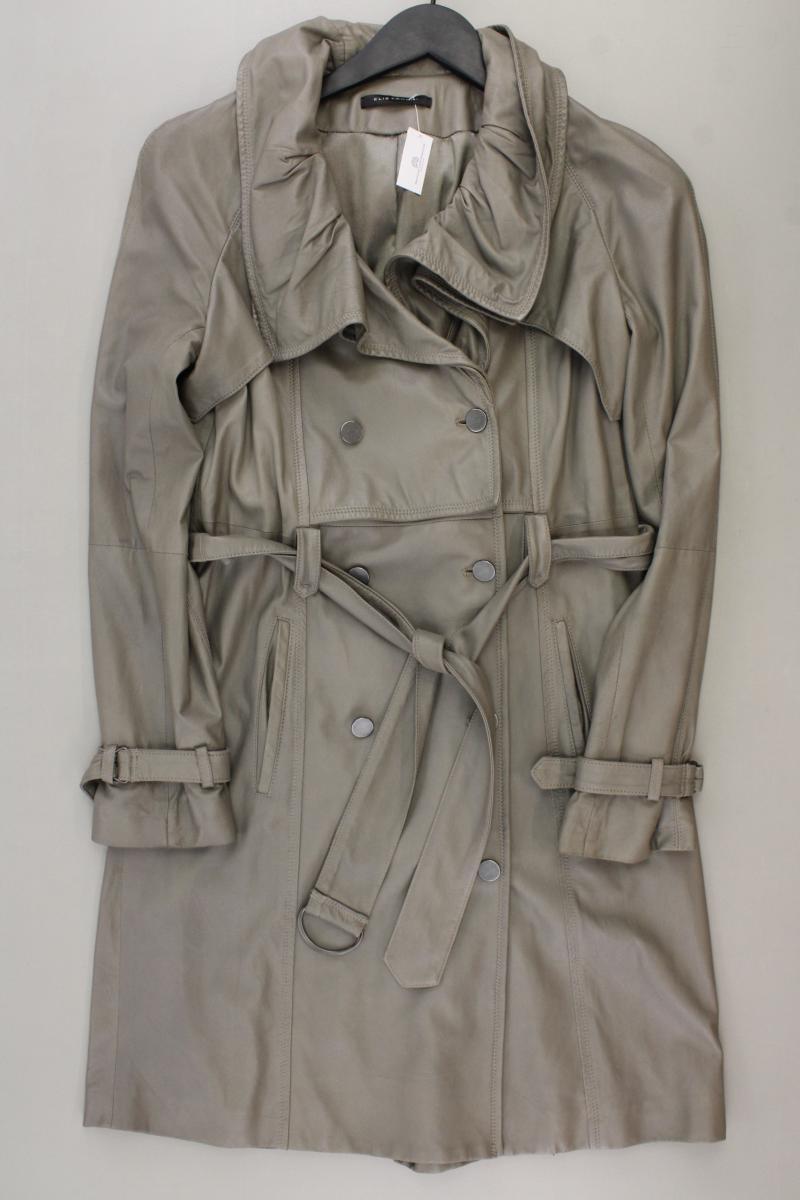 Elie Tahari Ledermantel Gr. XS mit Gürtel grau